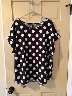 SHEIN Black and White Polka Dot Blouse